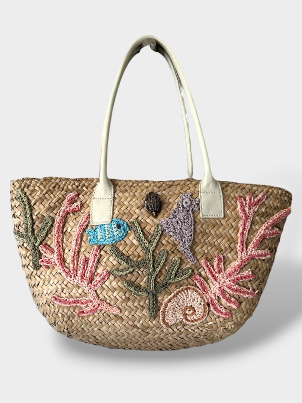 Kurt Geiger RARE EUC Kensington Straw Basket Shoulder Bag